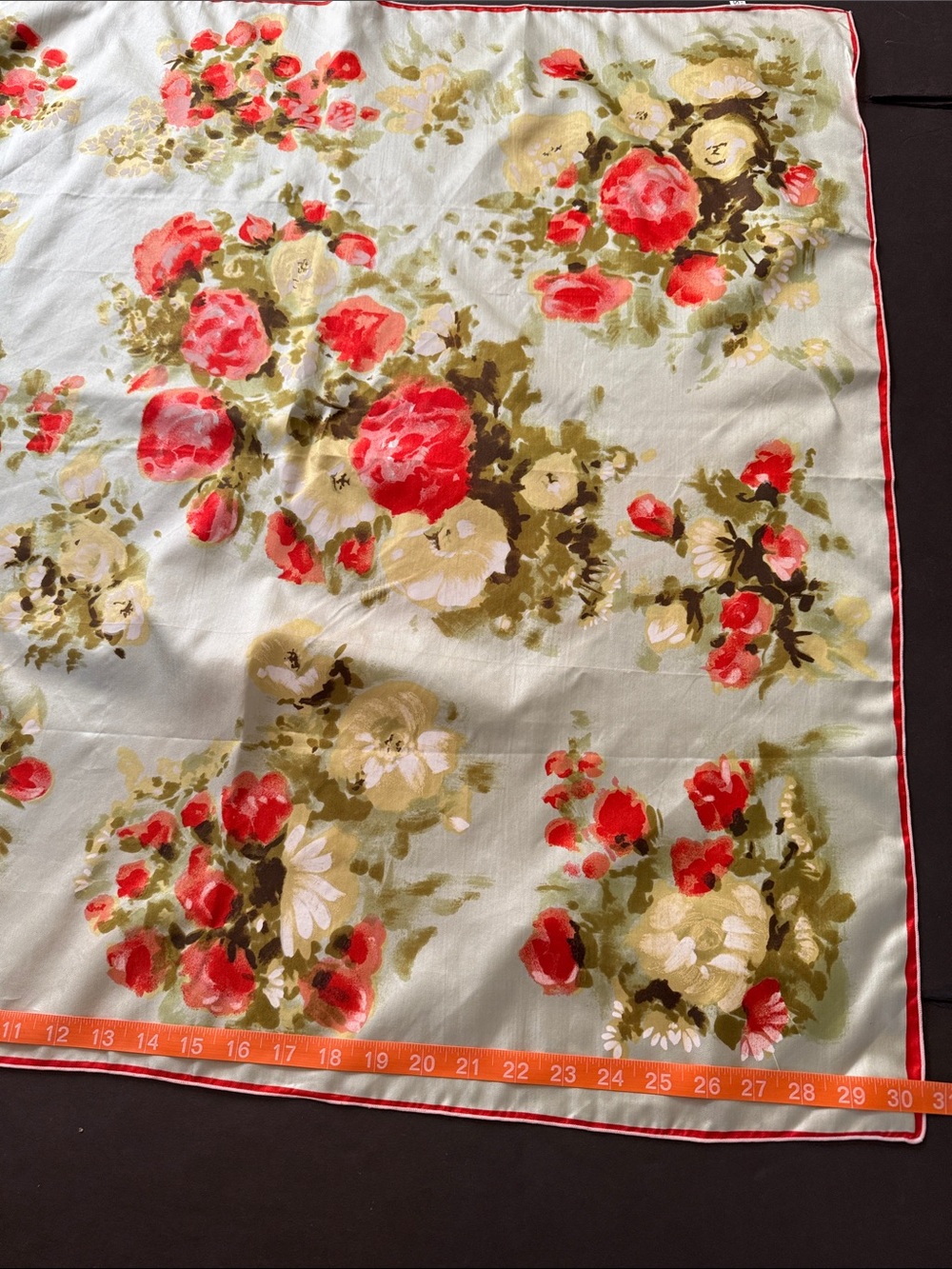 Vintage Light Green Floral Silk Scarf - Picture 4 of 15